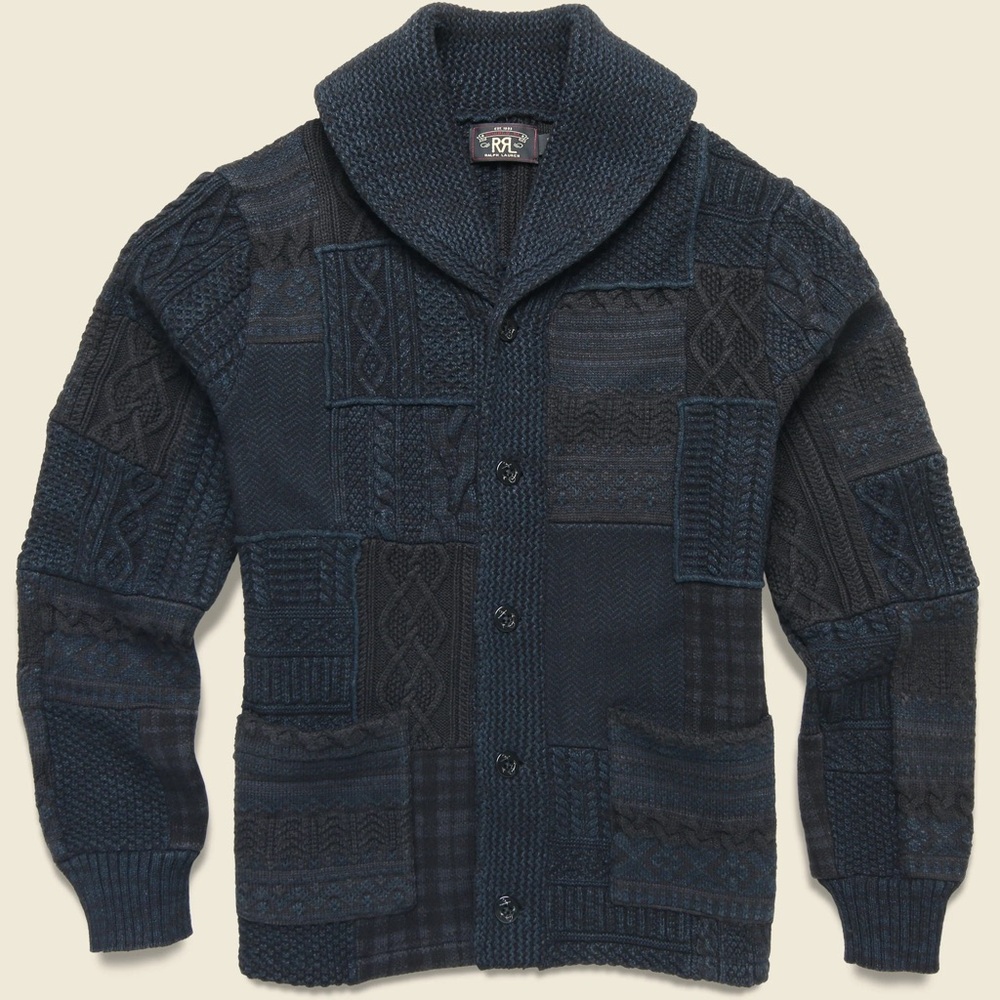 Ralph Lauren Double RL Patchwork Indigo cardigan … - image 3